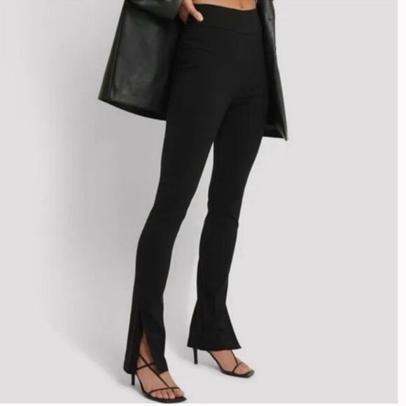 Zara Women's Black Split Hem Ankle Leggings Size XS Casual - Picture 1 of 8